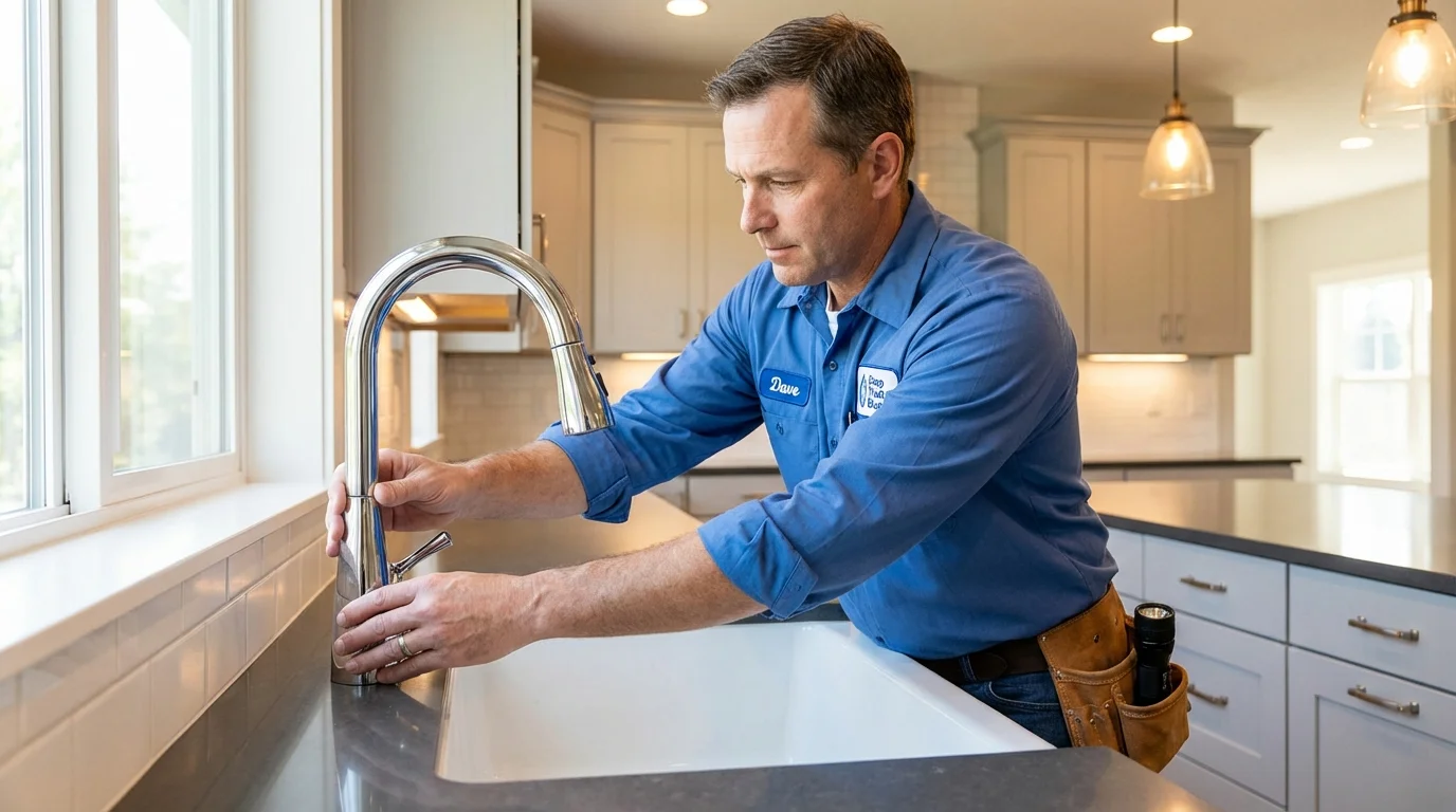 Kitchen faucet installation by Johns Plumbing LLC in Wendell