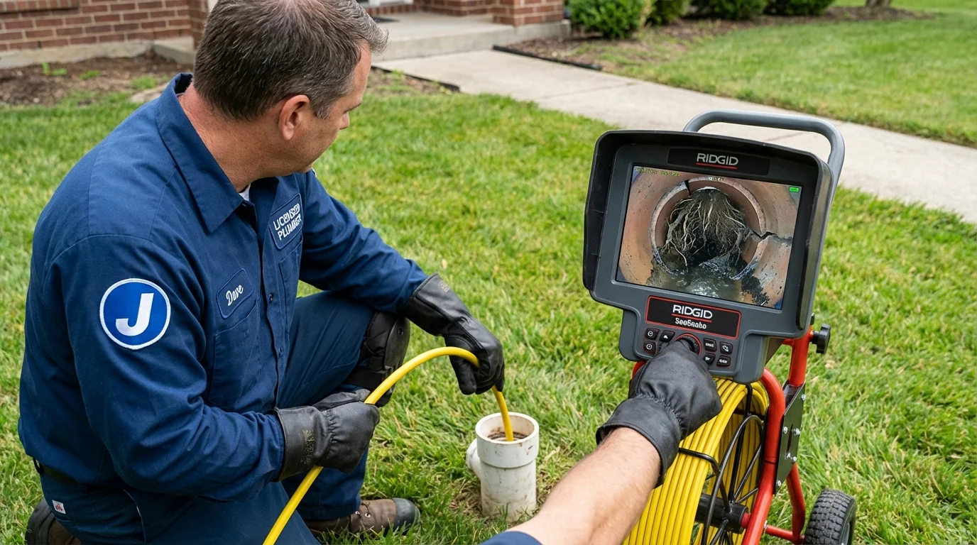 Sewer camera inspection being performed by Johns Plumbing LLC in Wendell