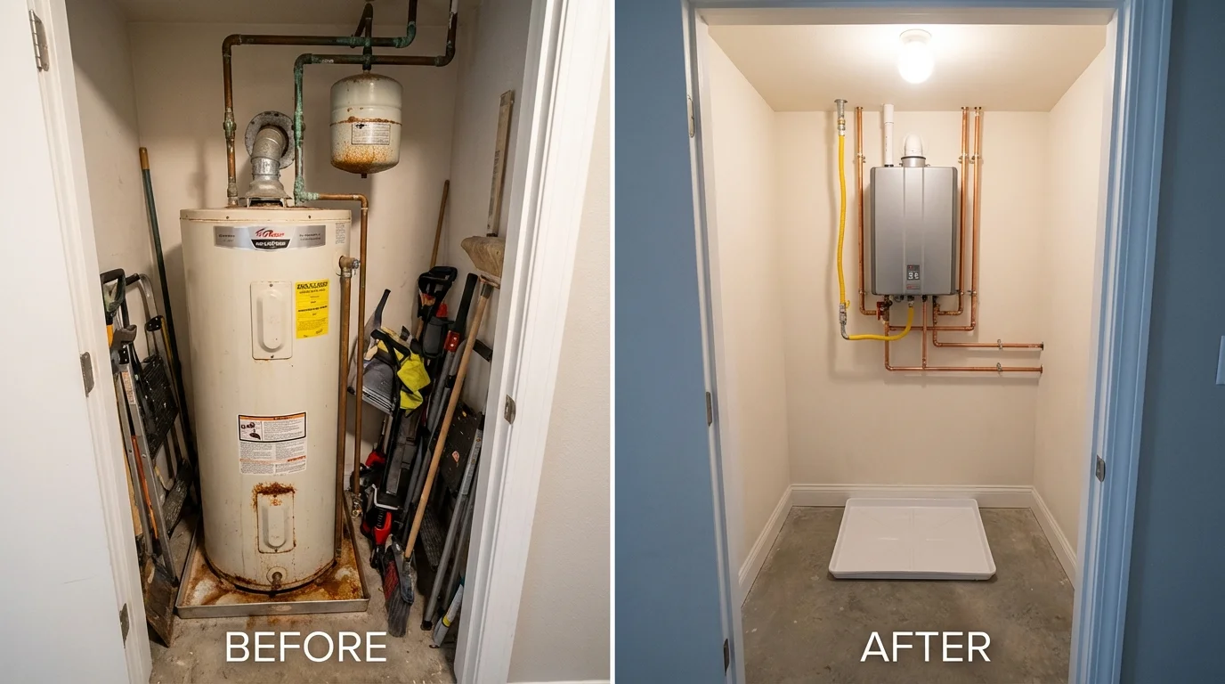 Tank water heater versus wall-mounted tankless unit comparison for Wendell, ID homeowners